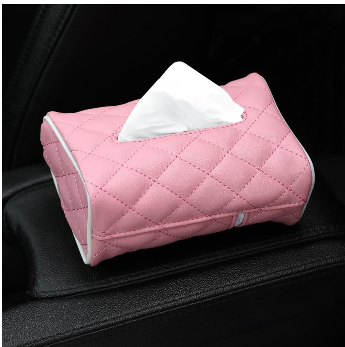 aladdien - Tissuehouder auto - Servethouder zonneklep - PU-leer - Roze - Zakdoekhouder achterbank - Auto-accessoires voor elke rit