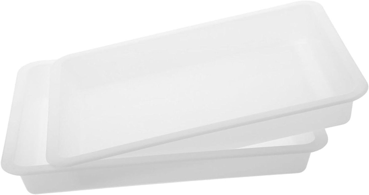 Plastic Bakjes - Opbergbakjes Dienbladen - Keuken Organiseren - Set van Twee - 24 x 18 cm - Wit