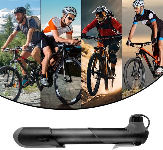 Kleine fietspomp - Draagbare luchtpomp - Fietsbanden oppompen - Met precisie manometer - 18 cm lang - Aluminium — afbeelding 5