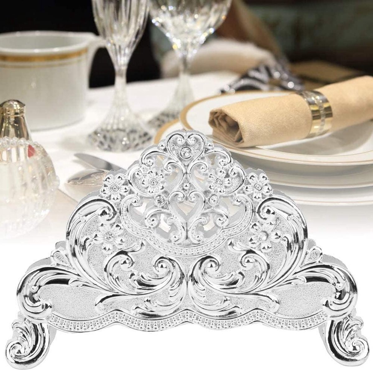 Servethouder - Tafelrek - Keuken Organisatie - Verhoogde Basis - 13.2cm - Zilver