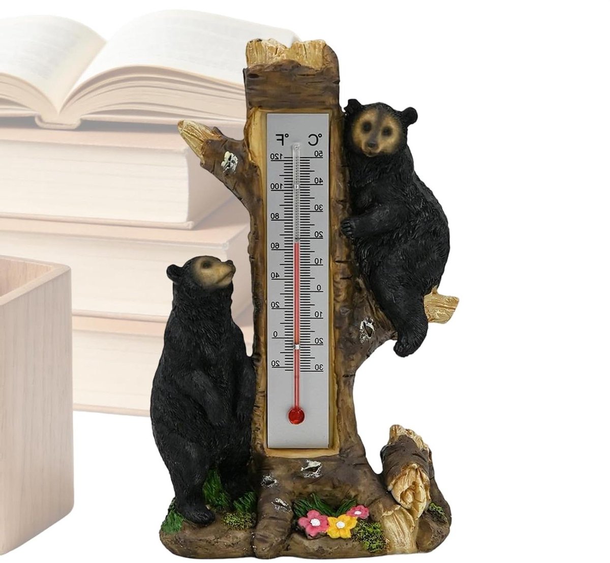 Kamerthermometer Dubbel - Weerindicator - Temperatuur Meten - Decoratief Design - 27 cm Lengte - Zwart