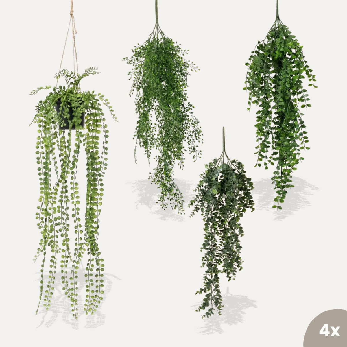 Hangplanten XL - 4 stuks - Kunstplanten - Bundelset