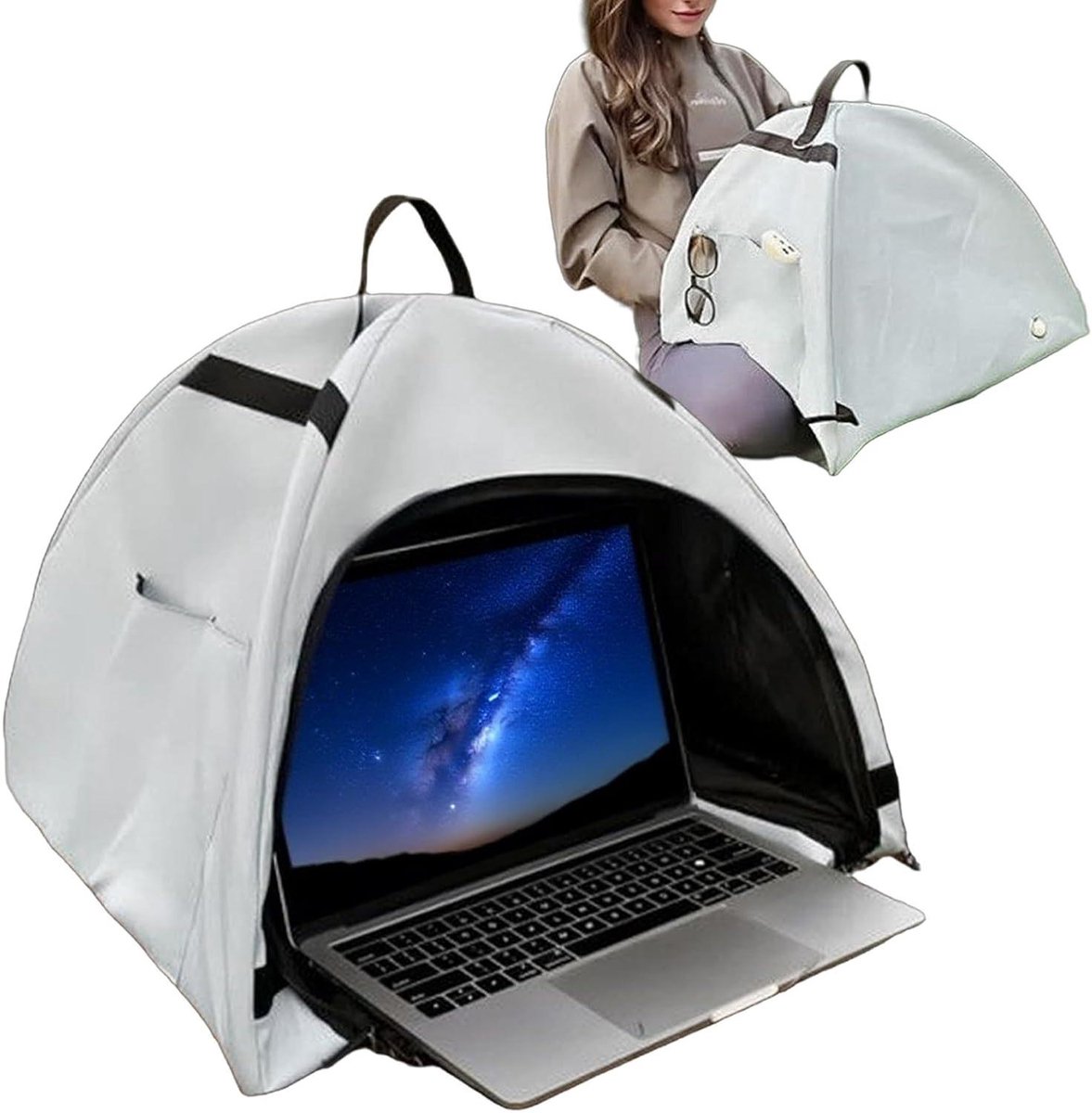 Draagbare laptop zonnescherm - Opvouwbaar privacyscherm - Buitenwerk en reizen - Anti-verblinding en privacy - 13-16 inch - Wit