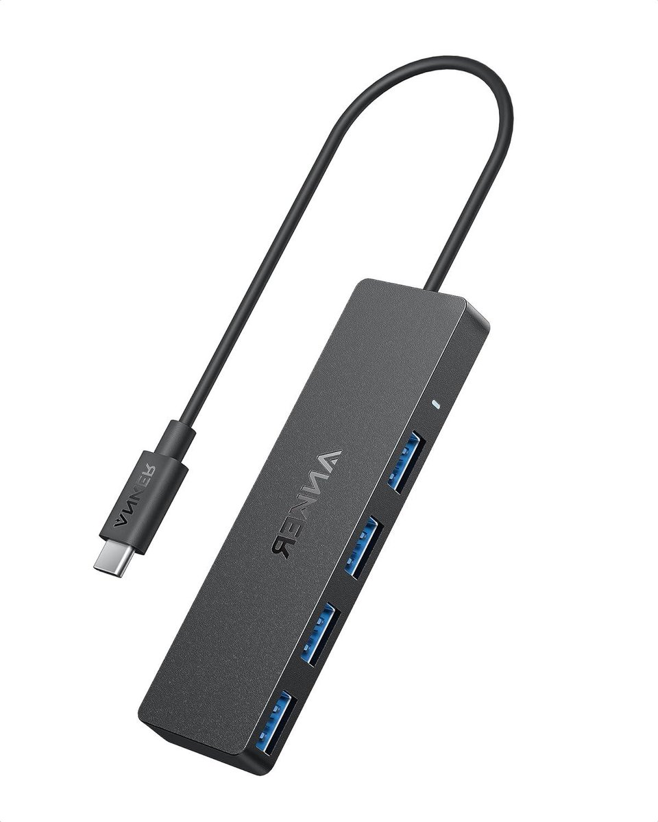 USB C Hub - Gegevensverspreider - Data overzetten - 4 poorten - 5 Gbps - Zwart