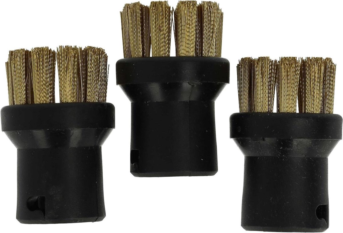 Ronde Borstel - Stoomborstel - Hardnekkig Vuil Verwijderen - Messing Borstelharen - 3 Stuks - Goud Zwart