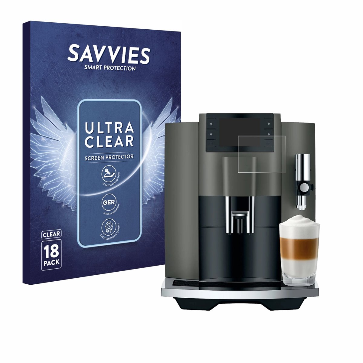 Savvies - Screenprotector voor Jura E8 (EC) - Folie Beschermfolie transparant 18 Stuks