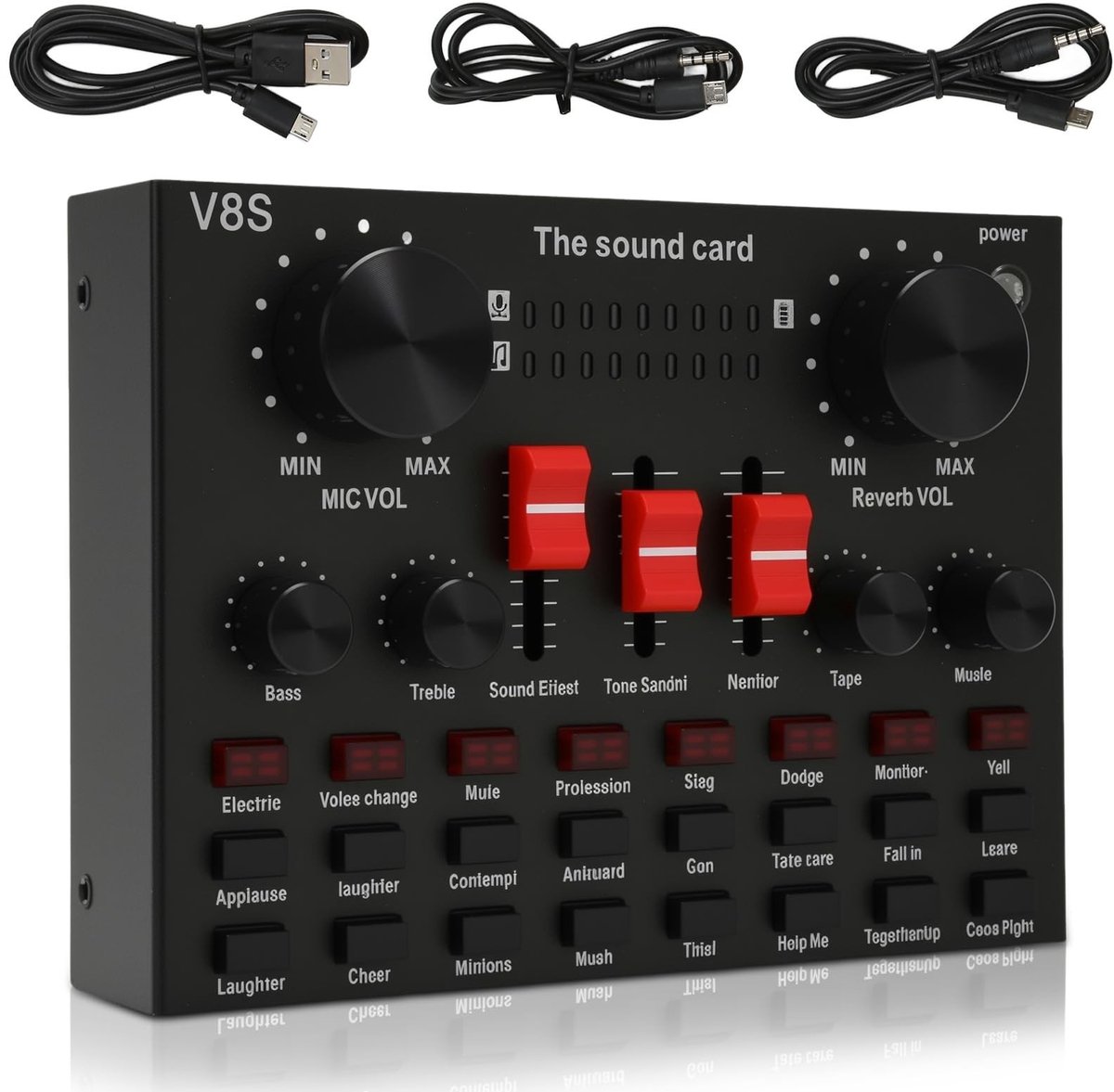 ONF3 - Live Geluidskaart - Draadloze Geluidsmixer - 16 Geluidseffecten - Compact - Karaoke Geluidskaart - Ideaal voor Optredens en Feesten - V8S...