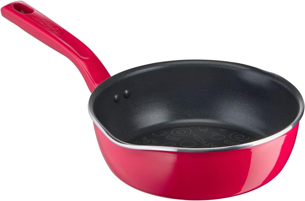 Diepe pan - Koekenpan - Lekker koken - Thermo-signaal - 22 cm - Framboosrood