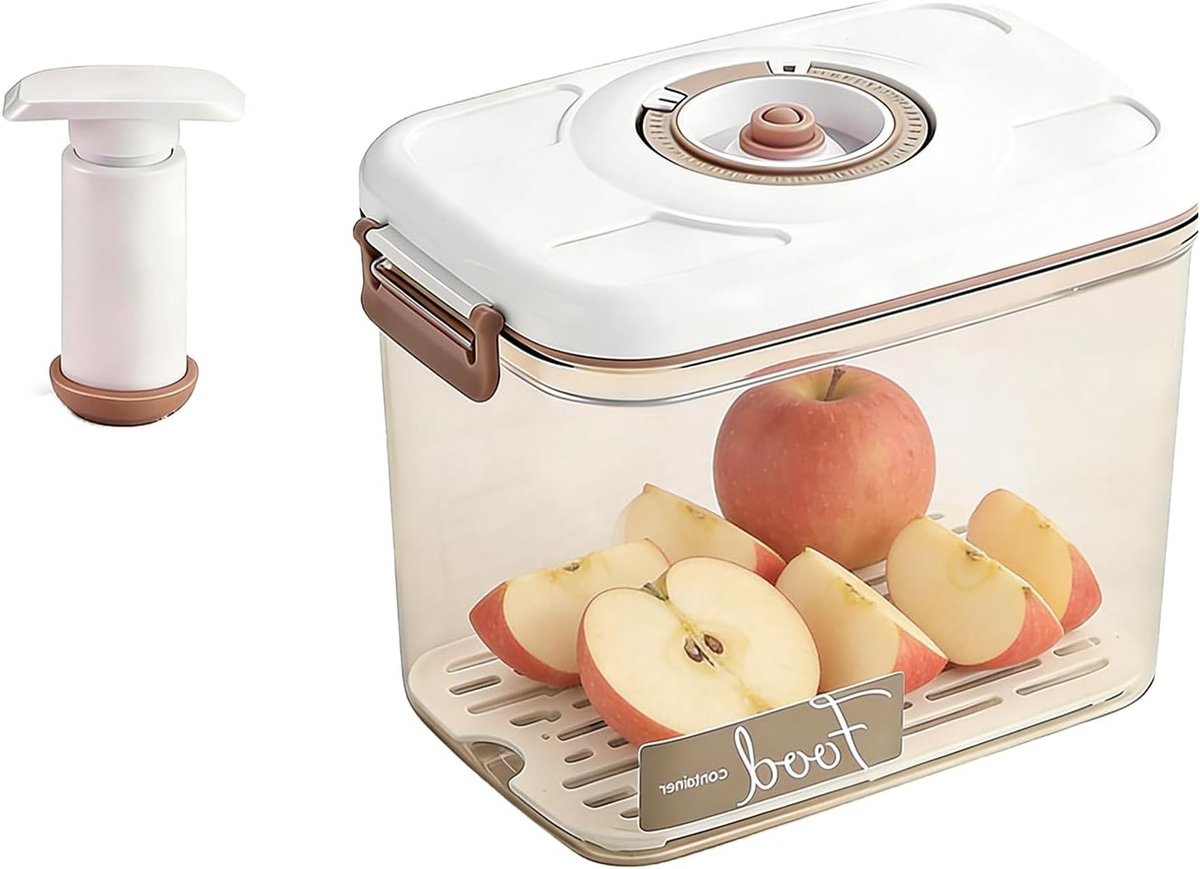 Airtight Vacuüm Voedselcontainer 2.7 L met Handpomp - Ideaal voor Koelkast, Marineren en Bewaren - BPA-vrije Vacuüm Box met Tijdsaanduiding en Afvoergat
