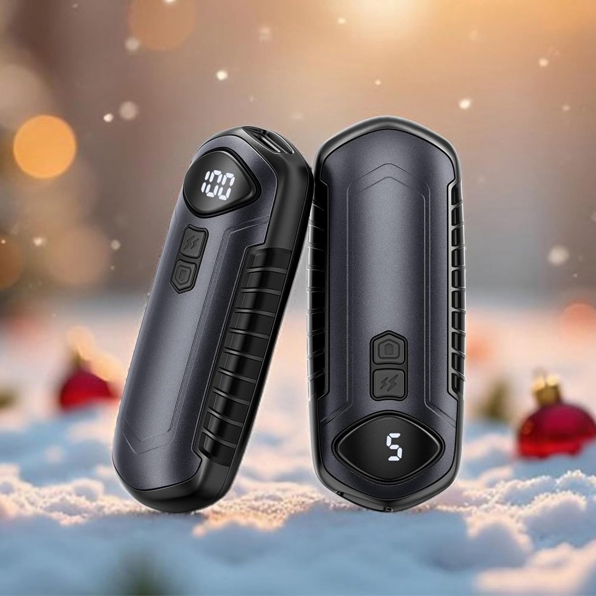 Hand Warmers Rechargeable Pack of 2 Electric Portable Heater 6000 mAh Pocket Size Ultra Light and Thin 5 Modes Heating up to 55°C Perfect for Camping