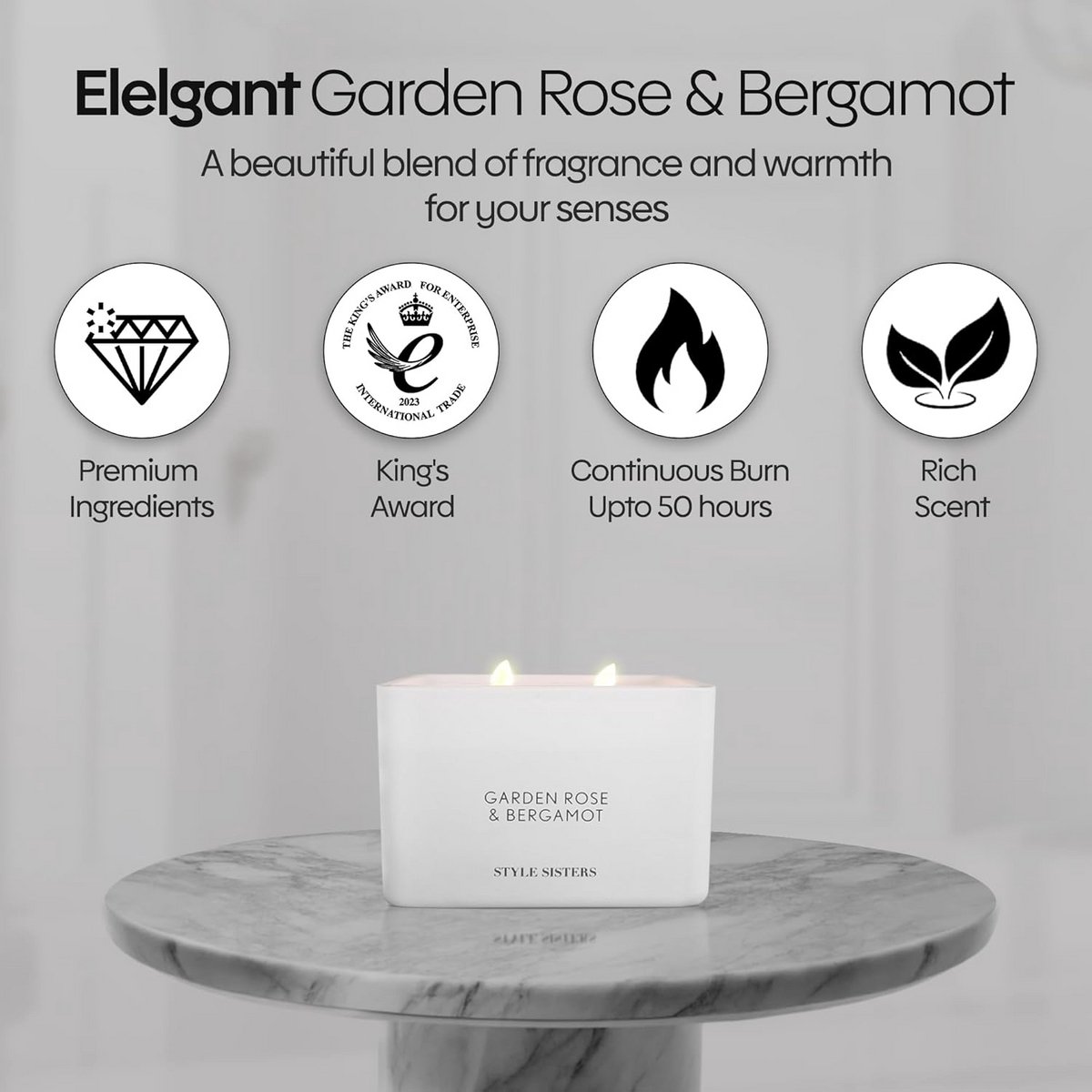 Scented Wax Candle Garden Rose Bergamot 200 gram