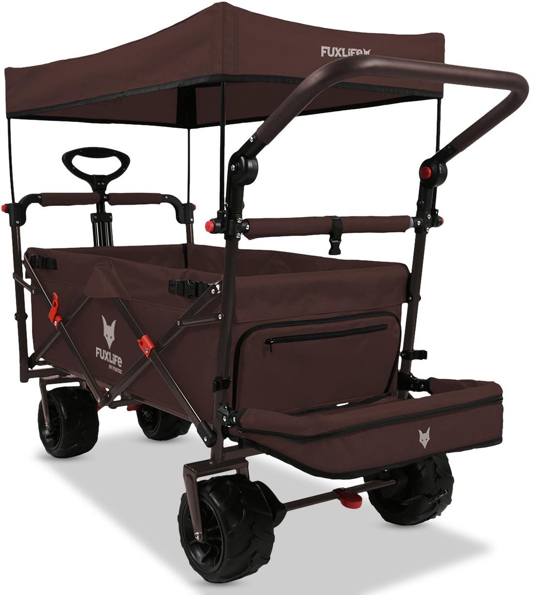 FUXLIFE by FUXTEC CTB800 Strand Bolderkar - Beach Handkar - Bruin | Ideaal voor Zand & Zee - Opvouwbare Transportwagen - Max. 75kg