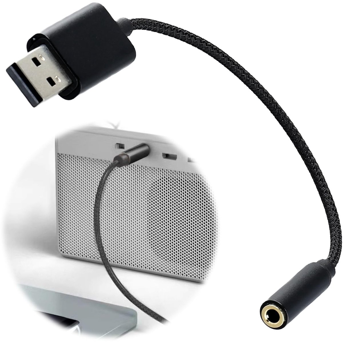 aladdien - Externe Geluidskaart - USB Adapter - Stereo Audio naar 3.5 mm Jack - Compact formaat - Geluidskwaliteit - Plug and Play - Geschikt voor P...