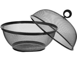 Fruitmand met Vliegenkap - Zwart - Diameter: 22,5 cm - Fruitopberger - Zwarte Fruitmand