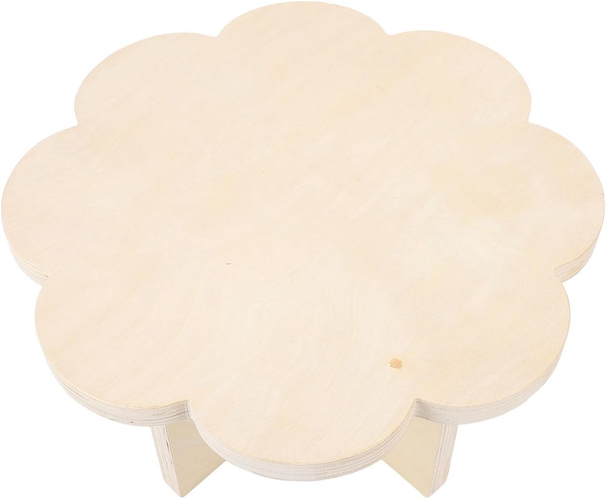 Bloemvormige Picknicktafel - Houten Tenttafel - Buiten Kamperen - Uniek Bloemontwerp - 39 x 38 x 7 cm - Houtkleur