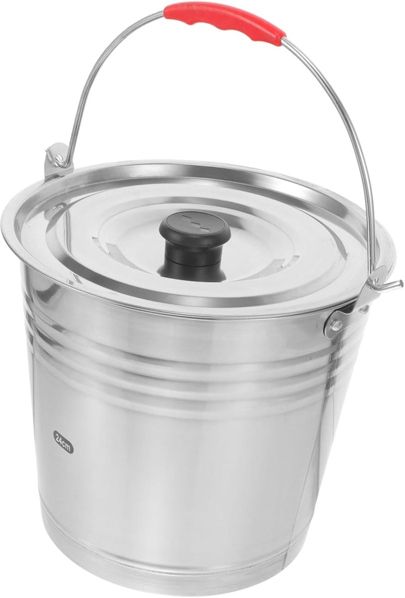 Roestvrijstalen Emmer - IJsemmer Container - Drank Koelen - Met Deksel - 6 Liter - Zilverkleurig