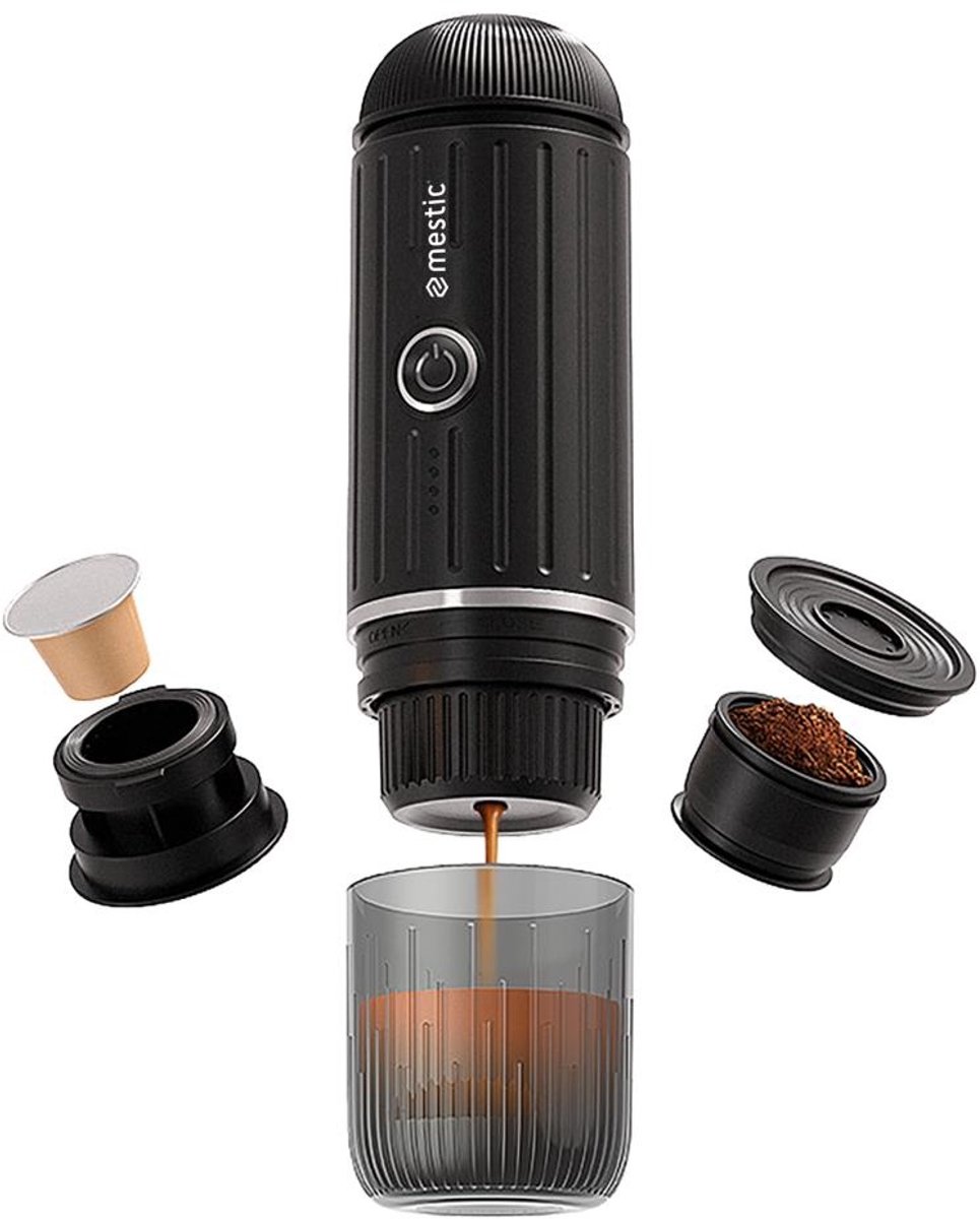 Mestic MK-90 - Draagbare Koffiezetter - 19 Bar - Geschikt voor Cups en Gemalen Koffie - Met Oplaadbare Accu