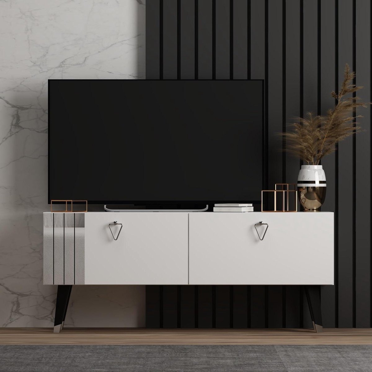Tv-standaard - Mediameubel - Woonkamer Inrichten - 100% Melamine Coating - 120 cm breed - Wit