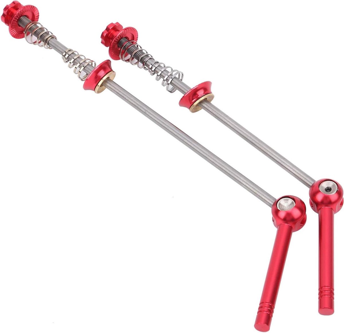 Fiets Snelspanner - Titanium Legering - Wielbevestiging - Hoge Sterkte Lichtgewicht - 105mm Voor 145mm Achter - Rood