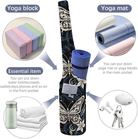Yogamat Tas - Gym tas - Sporten en reizen - Duurzaam canvas materiaal - 50x40x18 cm - Wit met print van Yogamat — afbeelding 4