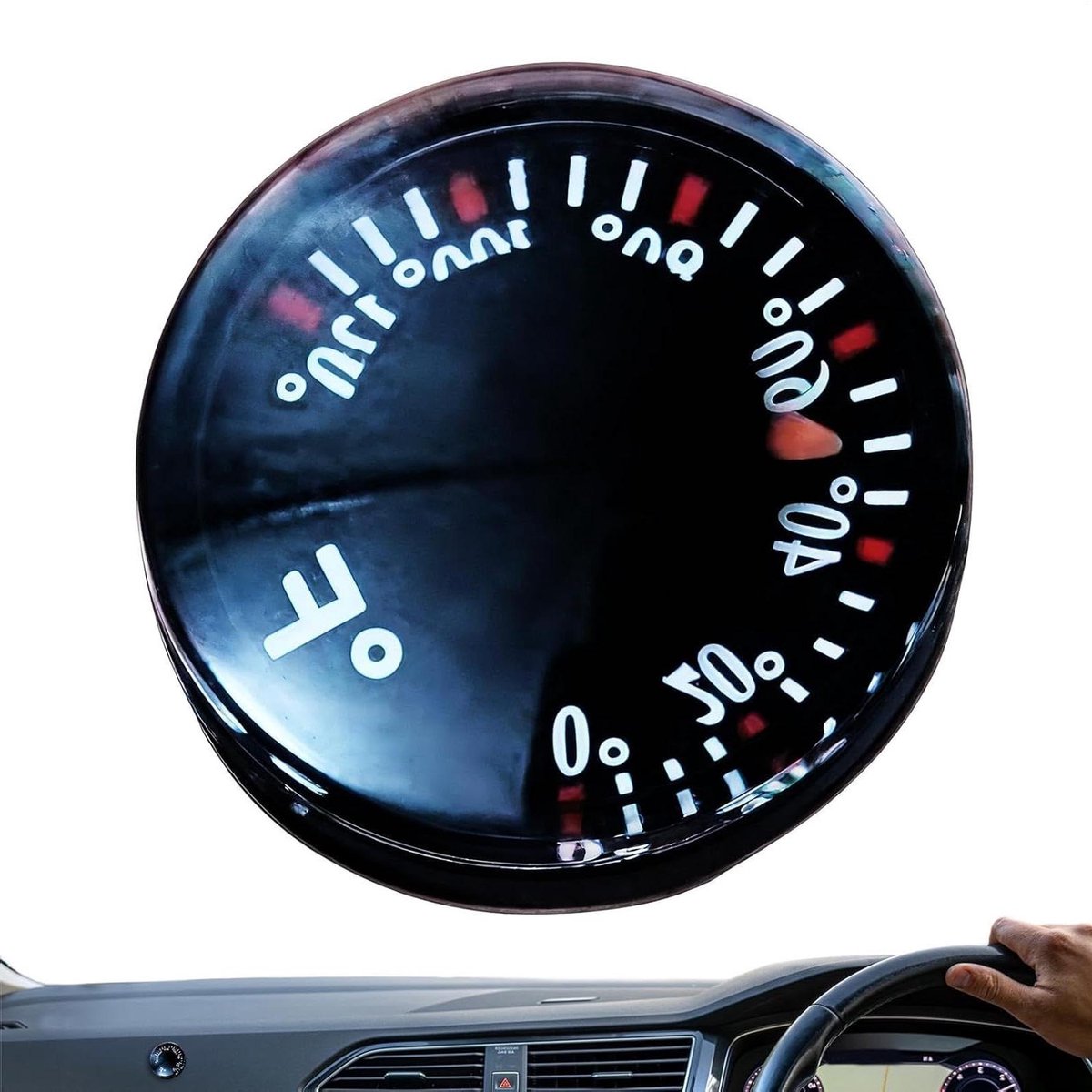 Analoge temperatuurmeter - Ronde autodecoratie - Omgevingsbewaking - Real-time meting - 3 cm - Zwart