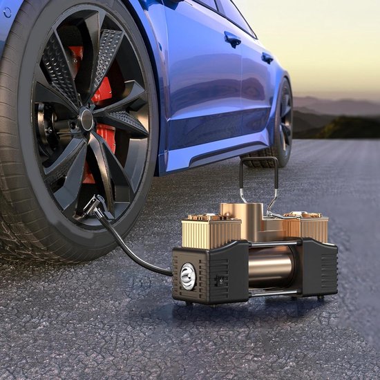 Auto Luchtpomp - Draagbare Compressor - Banden Oppompen - Dubbele Cilinder - 120 W - Zwart — afbeelding 2