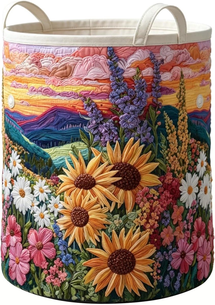 Opvouwbare wasmand Waszak decoratief Thuis opslag Levendige bloemenprint 36x36x46 cm Bloemen