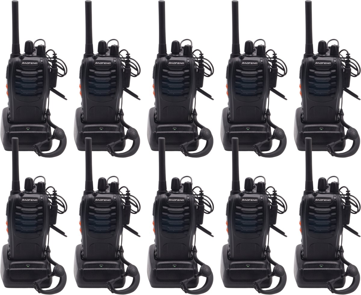 Walkietalkie - Set van 10x Baofeng BF-88E PMR portofoons - Met headsets