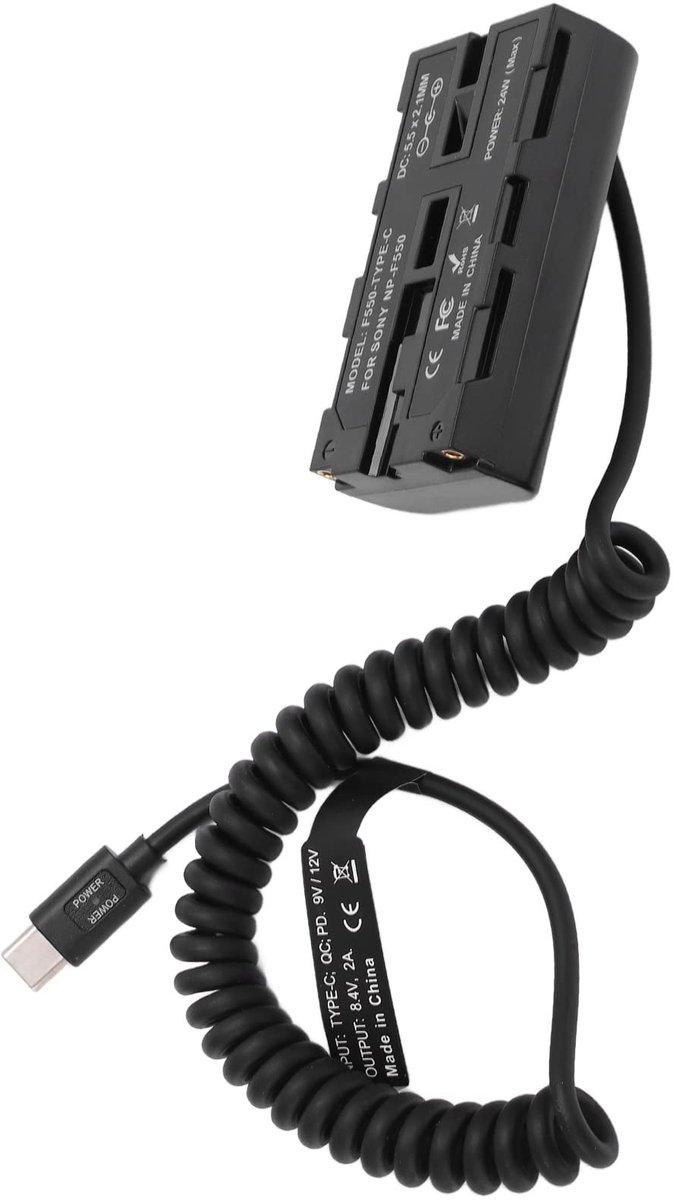 ONF3 - Dummy-batterijvoedingsadapter - Type C Naar NP F550-adapter - Kortsluitbeveiliging - Geschikt voor Monitoren en Invullichten - Betrouwbar...