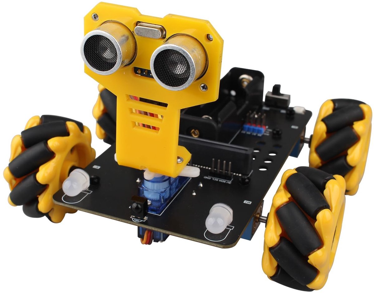 aladdien - Mecanum Robotic Car Kit - Educatieve Robot - Met Ultrasonic Sensor - Voor BBC Micro:bit V2 - Programmeren - Robotica - Geschikt voor Educ...