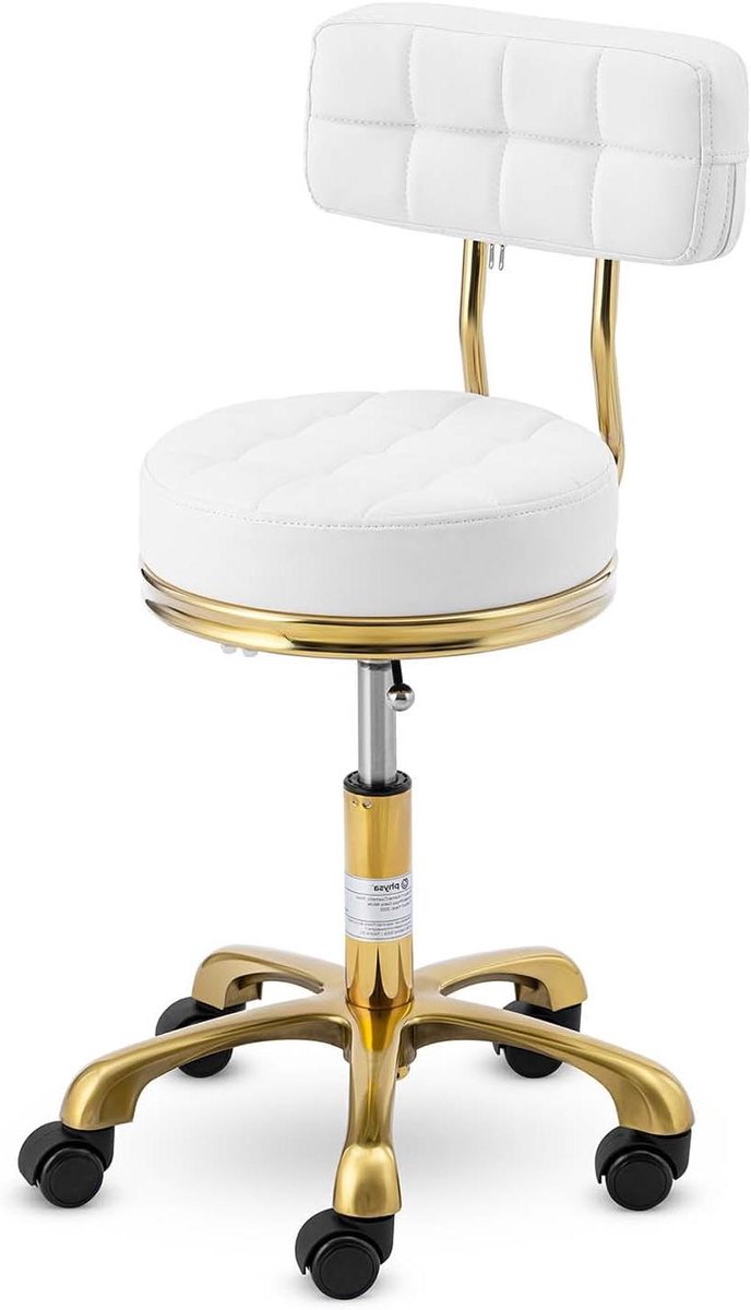 Verstelbare Kruk - Rolstoel Zadelkruk - Comfortabel Zitten - Met Rugleuning - 47-61 cm - Wit