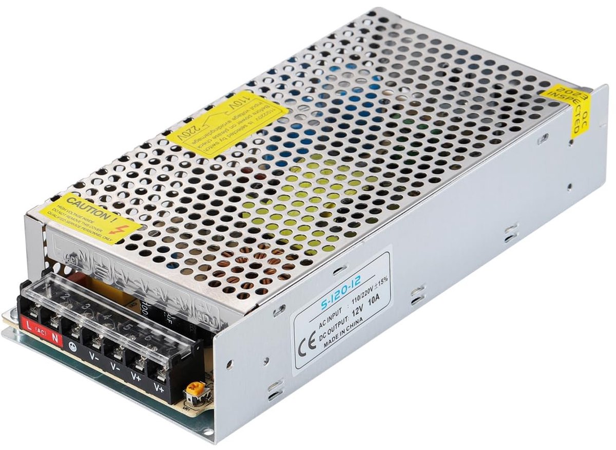 aladdien - Power Adapter - AC naar DC Converter - Universeel - 12V 10A - Geschikt voor LED Strip - 120W - CCTV