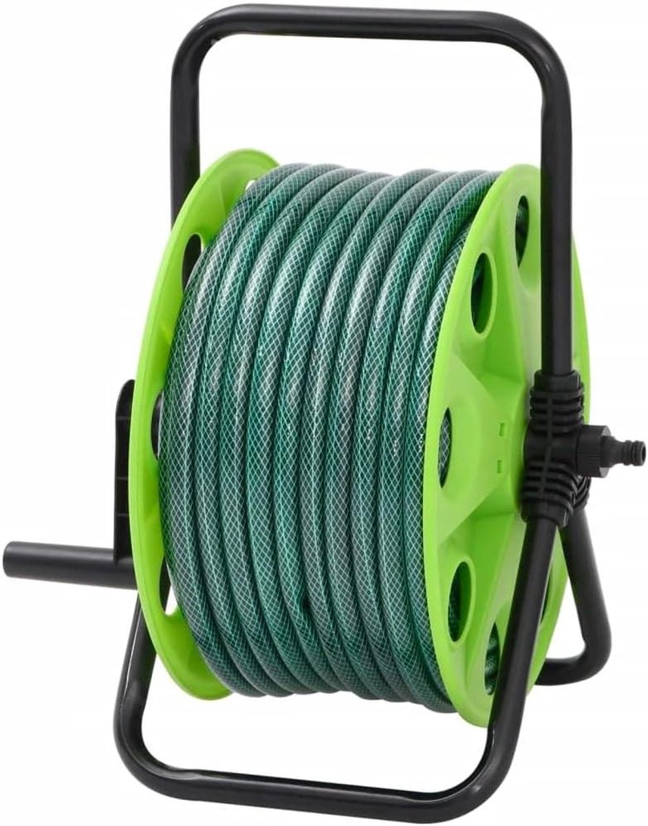 Slanghaspel Tuin - Waterslanghouder - Efficiënt Besproeien - Stabiele Stalen Constructie - 20 Meter Lengte - Groen