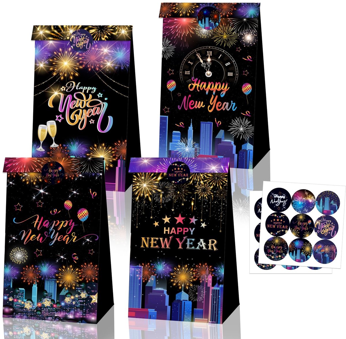 aladdien - Papieren Tassen - Nieuwjaarsfeest Traktaties - 12 Stuks met Stickers - Feestelijke Stijl - Cadeautassen voor Feesten - Ideaal voor Feeste...
