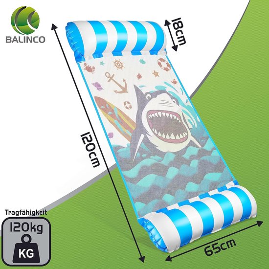 Opblaasbare waterhangmat - Luchtmatras drijvend - Ontspannen in water - Met nylon net - 120 cm - Blauw — afbeelding 4