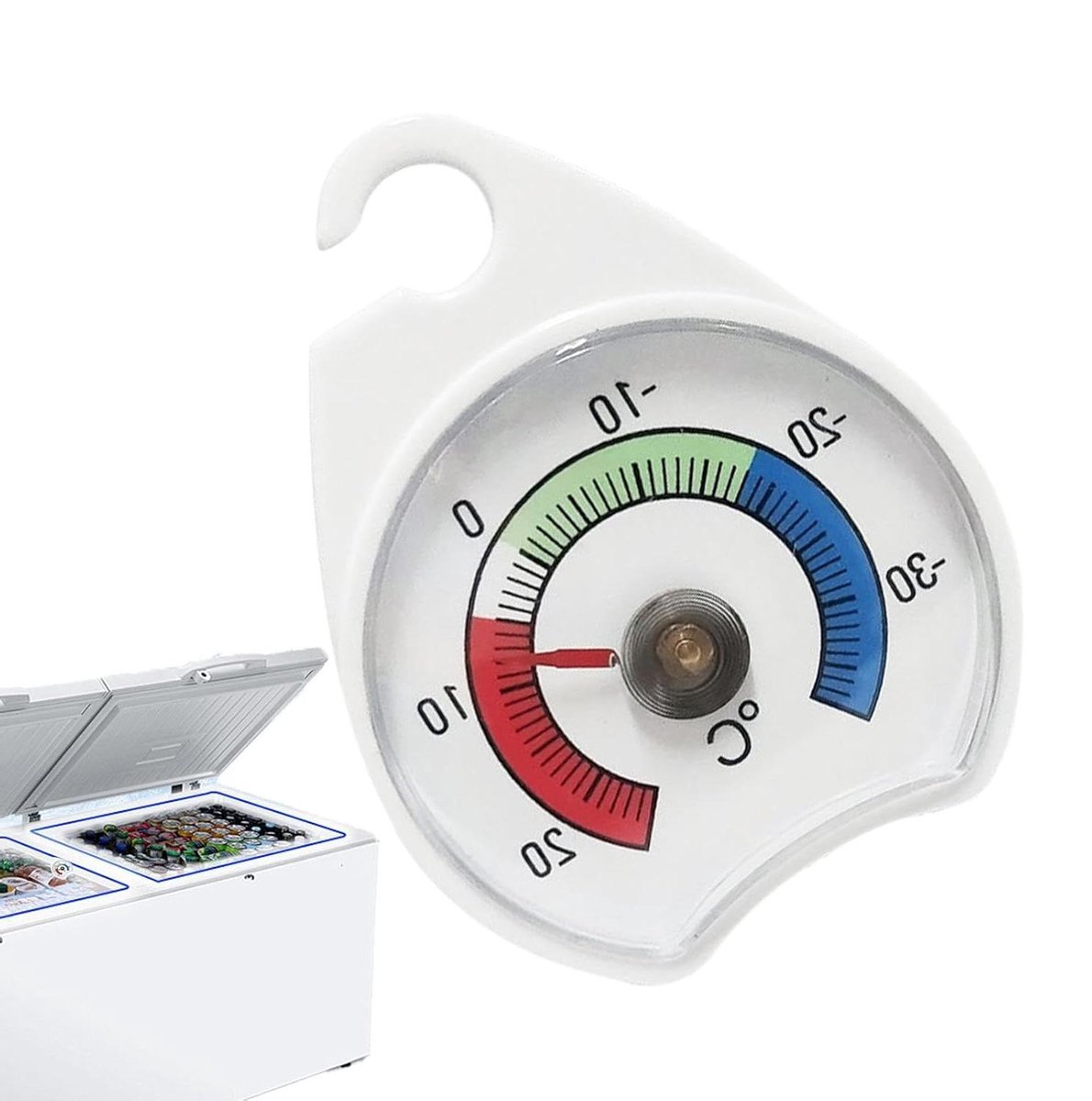 Koelkastthermometer - Temperatuurmeter Keuken - Voedsel Veilig Houden - Analoge Weergave - 6 cm Lengte - Wit
