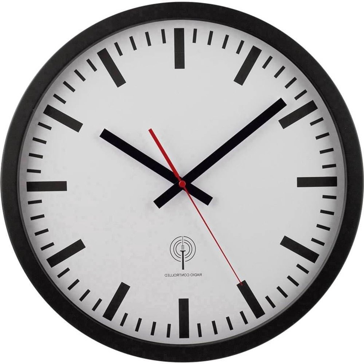 Wandklok Station - Klassieke Klok - Tijd Weergeven - DCF Radiografisch Gestuurd - 40 cm - Zwart