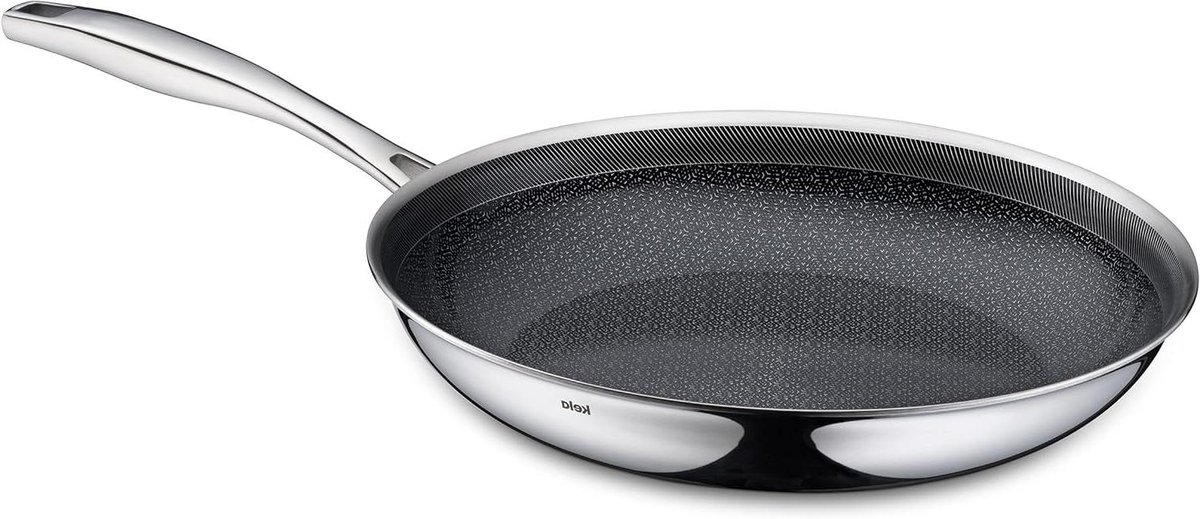 Braadpan - Koekenpan - Lekker Koken - Honingraatstructuur - 28 cm - Zilver