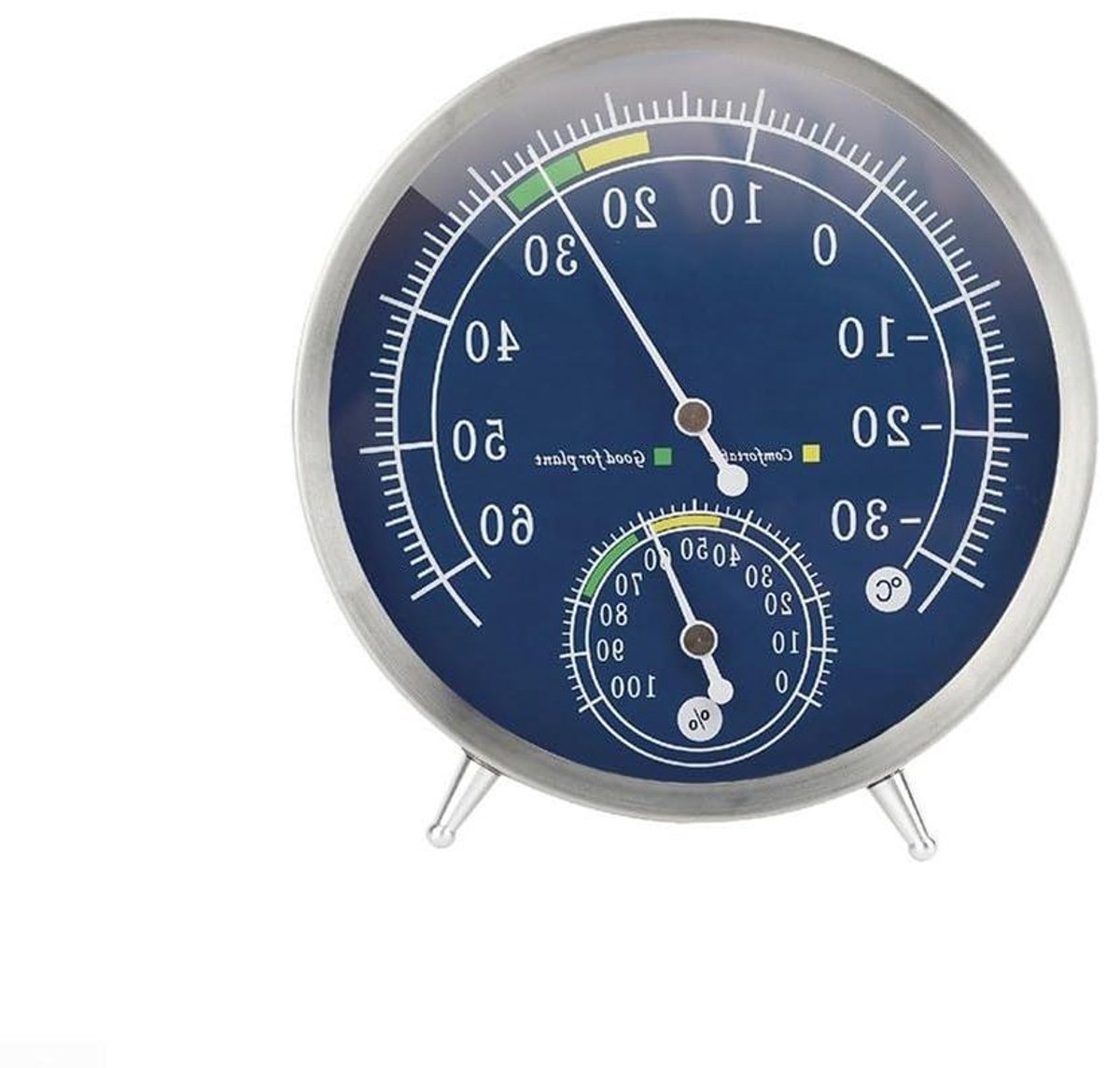 Wand thermometer - Vochtigheidsmeter - Binnen en buiten - Dubbele meting - 14.5 cm - Zilverkleurig