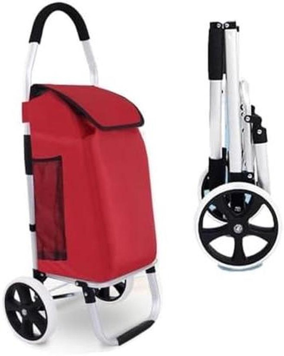 Winkelwagen - Boodschappenkar - Boodschappen vervoeren - Opvouwbaar ontwerp - 40 liter - Rood