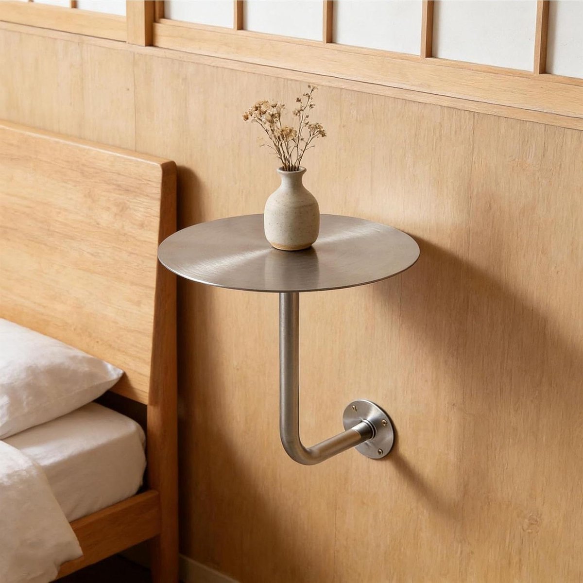 Wandtafel - Bijzettafel nachtkastje - Ruimtebesparend wonen - Stabiele wandmontage - 35 cm - Zilver