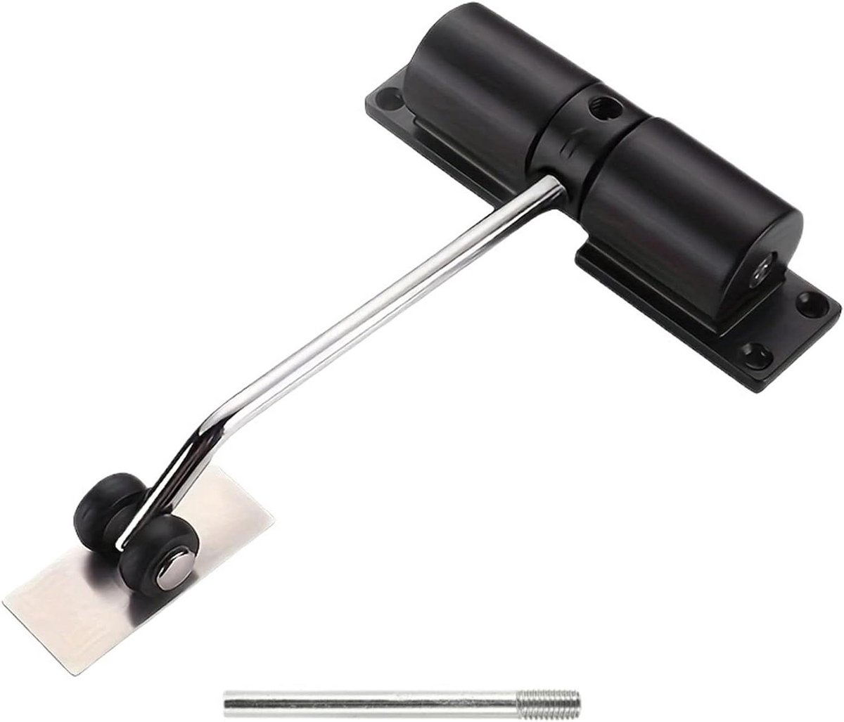 Automatische Deursluiter - Veer Deurdranger - Soepel Deuren Sluiten - Verstelbare Kracht - 128x32 mm - Wit Zwart