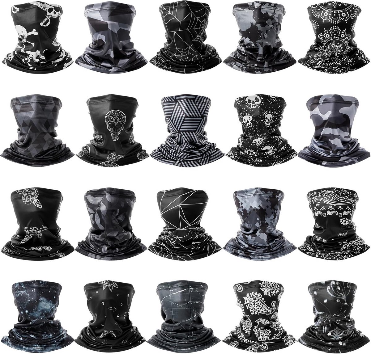 20 stuks naadloze bandana gezichtsmaskers - herbruikbare hoofdband en halswarmer