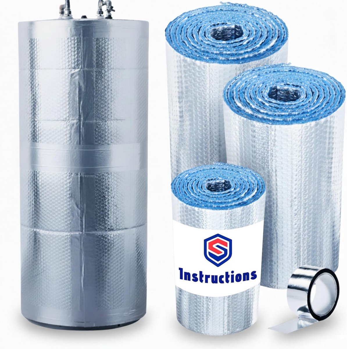 Isolatie Set Waterballon - Warmte Isolatie Folie - Energie Besparen - Vierlaagse Structuur - Tot 300 Liter - Aluminium
