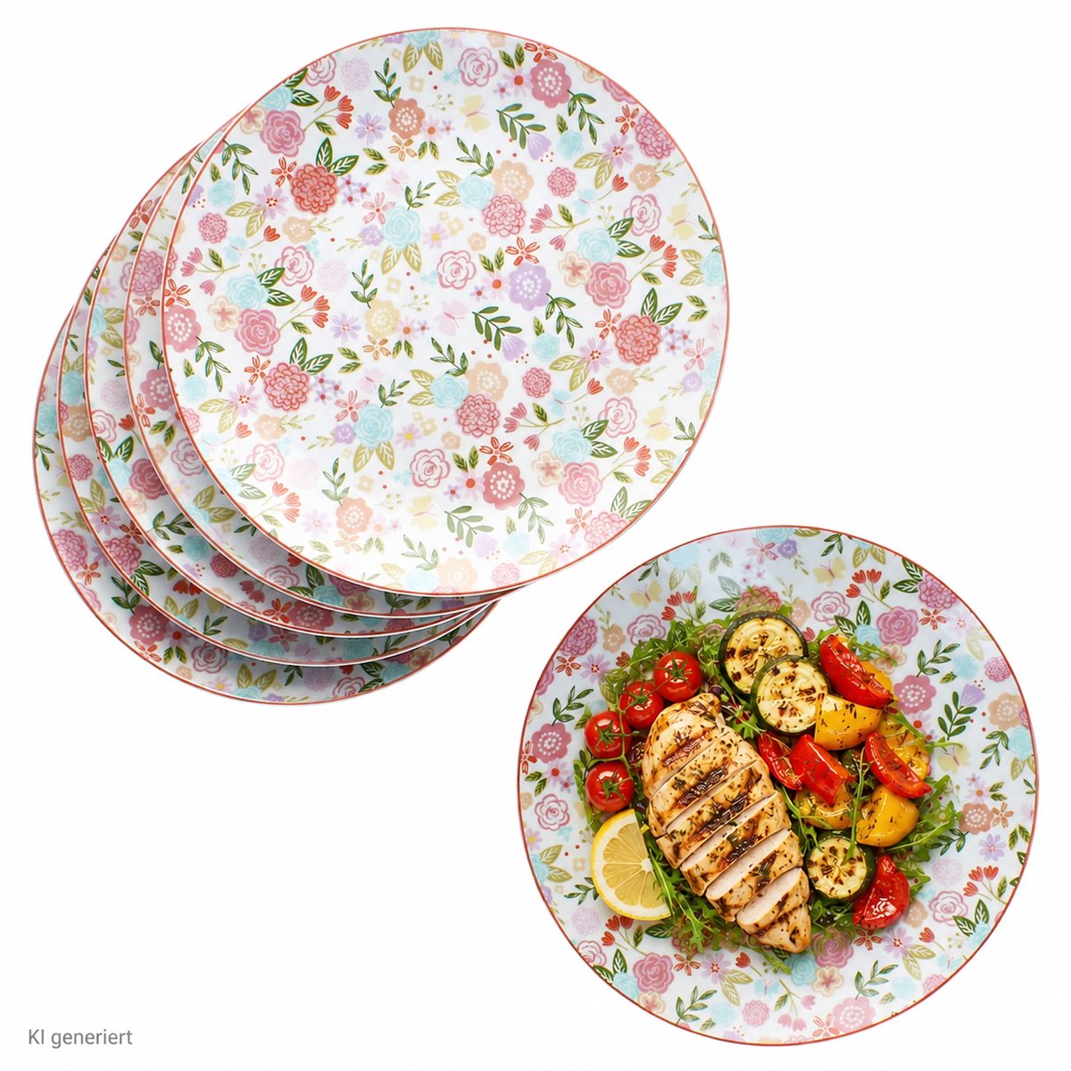 6-delige set platte dinerborden 27cm Sweet Flower - Ritzenhoff 402773