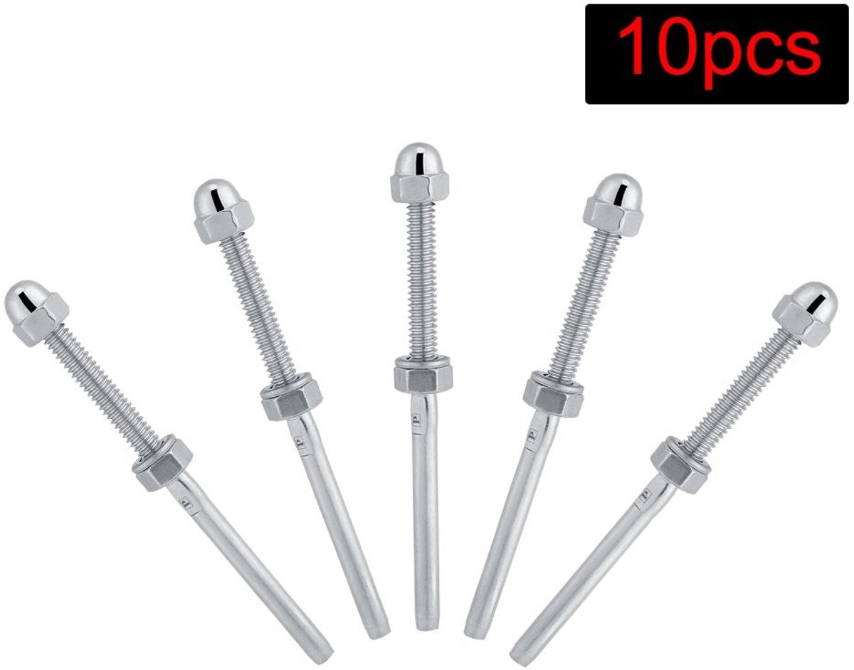 aladdien - RVS Handrail Kabel Tensioner - 10 Stuks voor 1/8 Kabelsysteem - Duurzaam en Sterk - Ideaal voor Bevestiging - Kabelbevestiging - Geschikt..