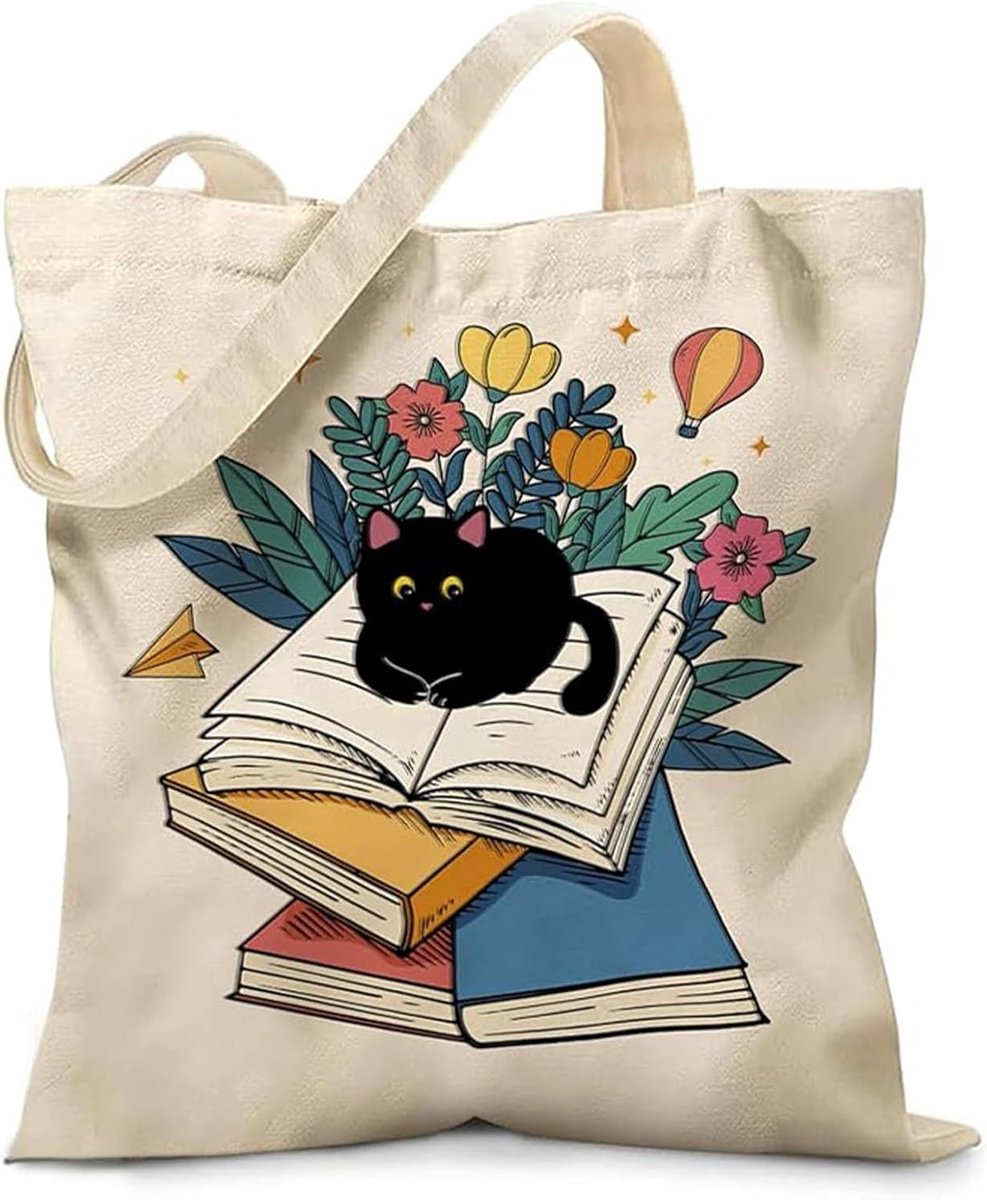Canvas Tas voor Vrouwen - Schattige Katten Tas voor Boeken, Dierenliefhebbers en Winkelen