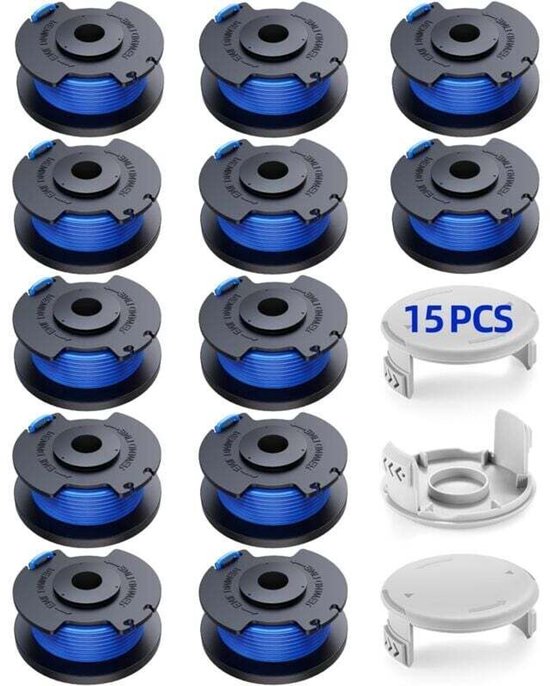 Vervangende maaikabel spoelen 1,6 mm 12 stuks + 3 doppen voor Ryobi One+ grasmaaiers 18V-40V