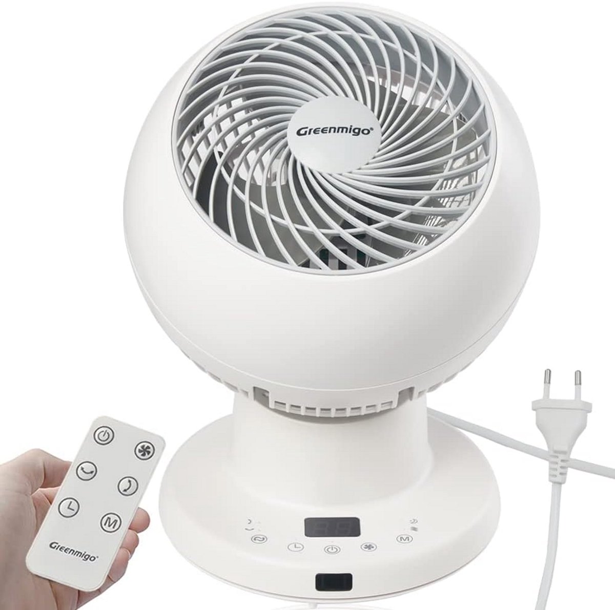 Krachtige 3D Tafelventilator met Afstandsbediening, Timer en 5 Snelheden DC Motor