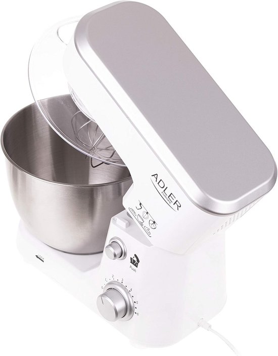 Keukenmachine 4 Liter, 1000W, 6 Snelheden, Planeetbeweging, Roestvrijstaal Kom, Met Accessoires (Kneedhaak, Roerhaak, Garde) - Voor Brood, Pasta, Slagroom — afbeelding 5